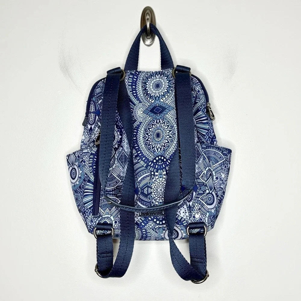 Sakroots Loyola Blue Boho Print Small Backpack Festival Southwestern Adjustable